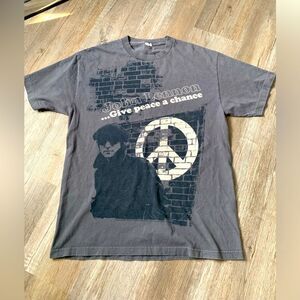 VTG John Lennon Give Peace A Chance Gray Graphic T-shirt Size M L RETRO VINTAGE